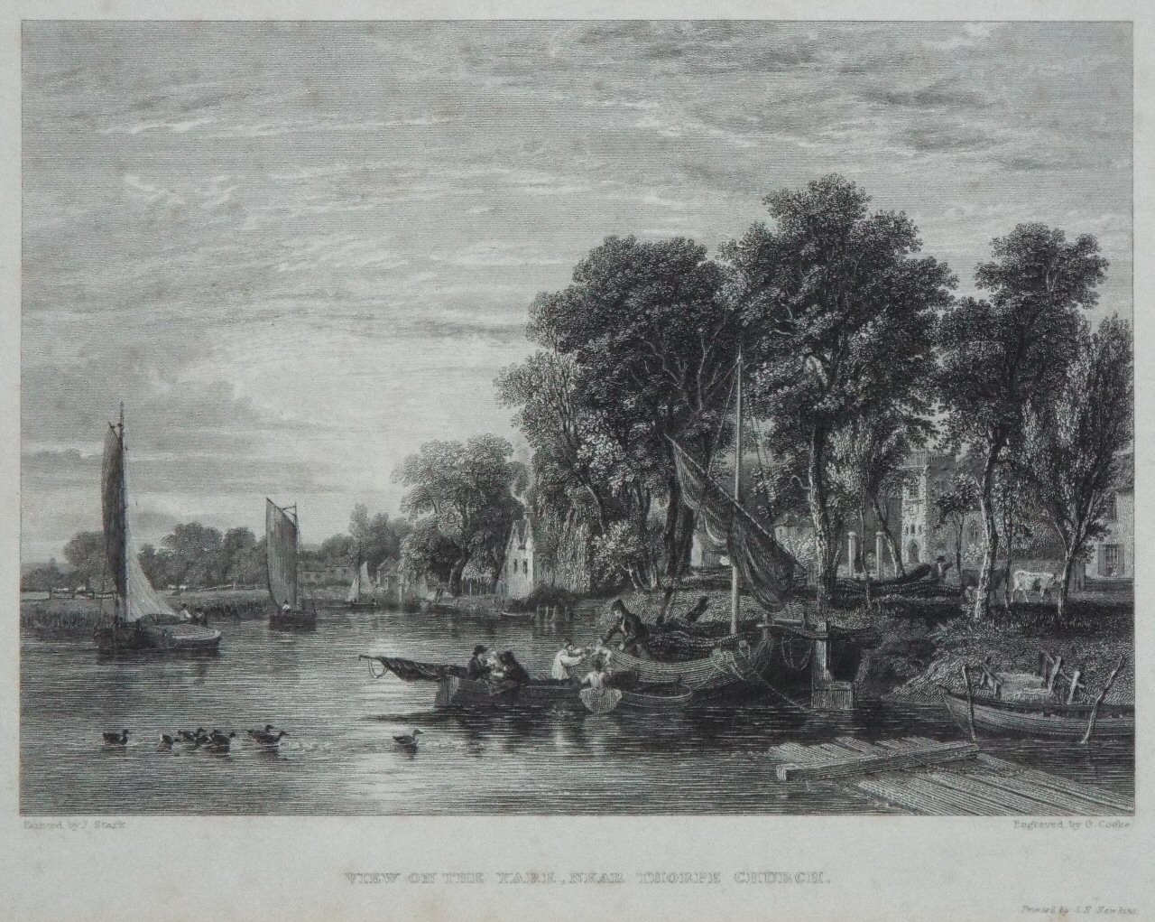 Print - View on the Yare, near Thorpe Church. - Cooke